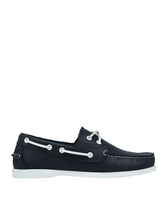 Chicago Δερμάτινα Ανδρικά Boat Shoes Navy White