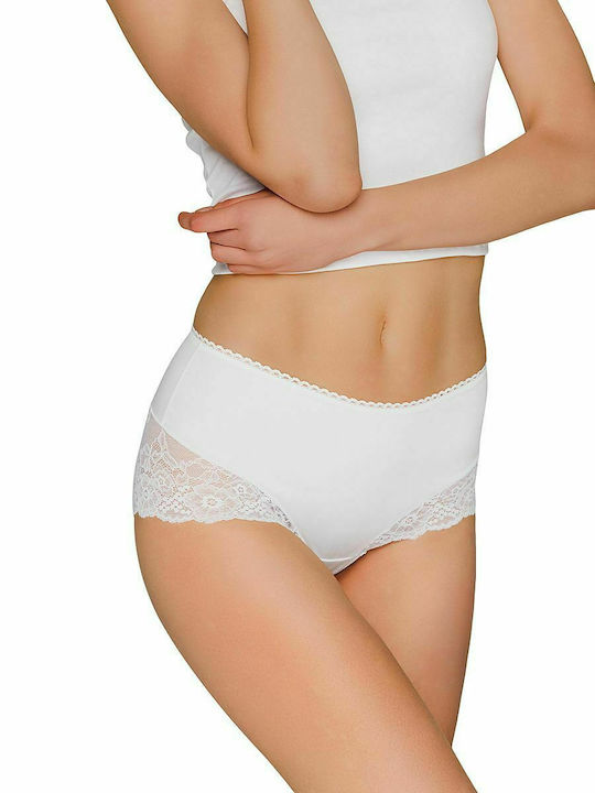 Babell Baumwolle Damen Slip mit Spitze Weiß