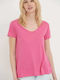 Funky Buddha Damen Sportlich T-shirt mit V-Ausschnitt Rose Violet