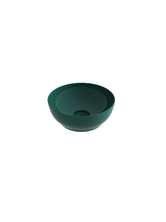 Orabella Trend Round 02 Pe blat Lavoar Porțelan 38x38x14.4cm Green Glossy