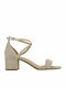 Serena Women's Sandals with Chunky Medium Heel In Gold Colour