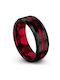 Black men's ring with red ring surgical steel hypoallergenic red ring