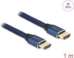 DeLock HDMI 2.1 Braided Cable HDMI male - HDMI male 1m Blue