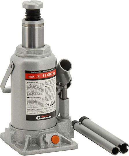 Compass Hydraulic Bottle Jack with Lifting Capacity up to 39.5cm and Weight Capacity up to 12 Tons