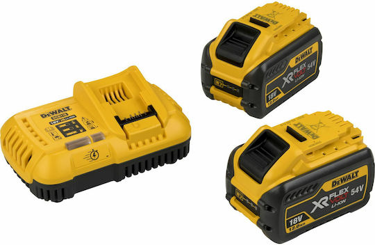 DEWALT Set 2 Werkzeugbatterien Lithium 54V Kapazität 12Ah mit Ladegerät