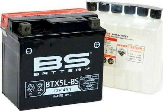 BS Closed Type Motorcycle Battery BTX5L-BS with Capacity 4Ah