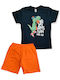 Dreams by Joyce Kinder-Nachtwäsche Sommer Marineblaue Dino Basketball