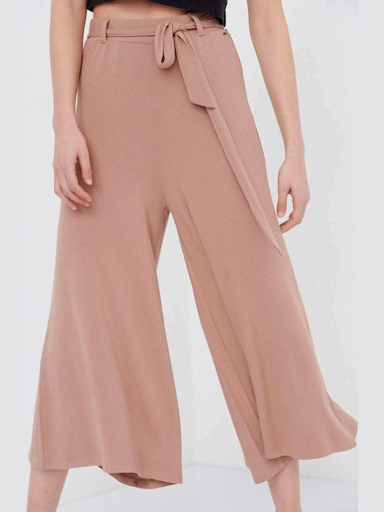 Femei Talie înaltă Din material textil Pantaloni cu elastic cu Croială Relaxată Brownie