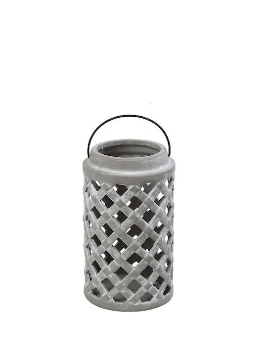 Espiel Lantern Ceramic Tabletop Gray 12.5x12.5x20.5εκ. 1pcs