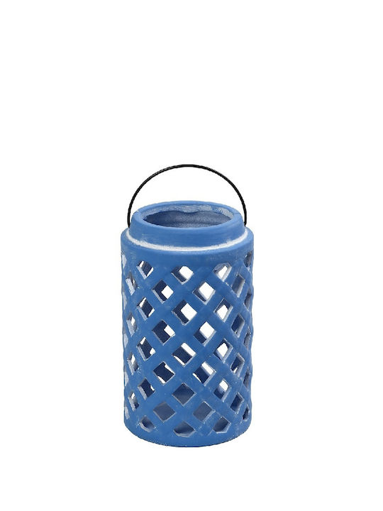 Espiel Lantern Ceramic Tabletop Blue 12.5x12.5x20.5εκ. 1pcs