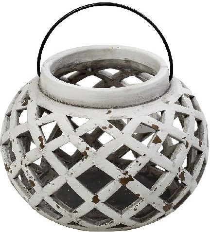 Espiel Tabletop Ceramic Lantern White 12x12x9cm