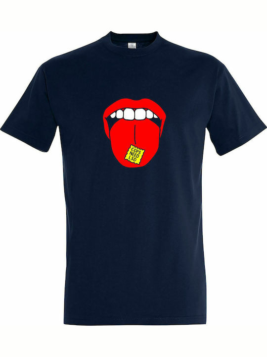 T-shirt Unisex, " Cops Need LSD, LSD Mouth ", French Navy