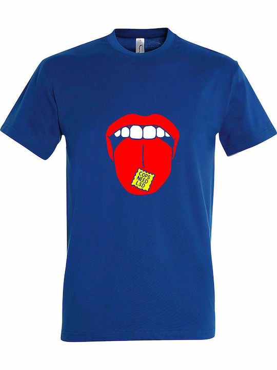 T-shirt Unisex, " Cops Need LSD, LSD Mouth ", Royal Blue