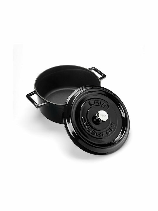 Lava Tiefer Topf aus Gusseisen 4.5Es / 24cm Black