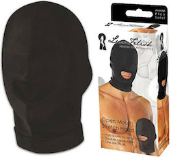 Lux Fetish Open Mouth Stretch Hood BDSM Маска в Черен Цвят