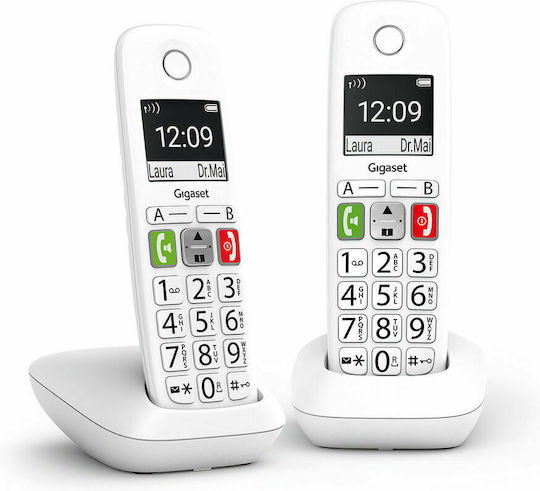 Gigaset E290 Cordless Phone with Greek Menu White