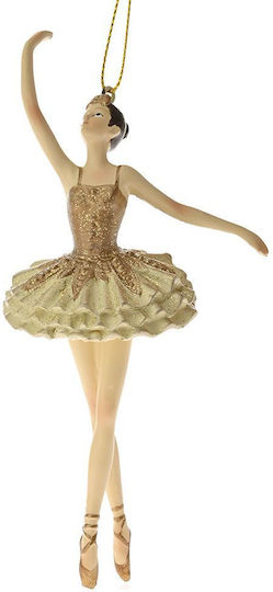 Set Weihnachtsbaumschmuck Ballerinas aus Polyresin Goldfarben 7x14cm 2Stücke