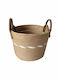 JK Home Decoration Σετ Διακοσμητικά Καλάθια Ψάθινα με Χερούλια Καφέ 2τμχ