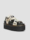 Kimber Webbing Δερμάτινα Γυναικεία Σανδάλια Flatforms Warm Sand