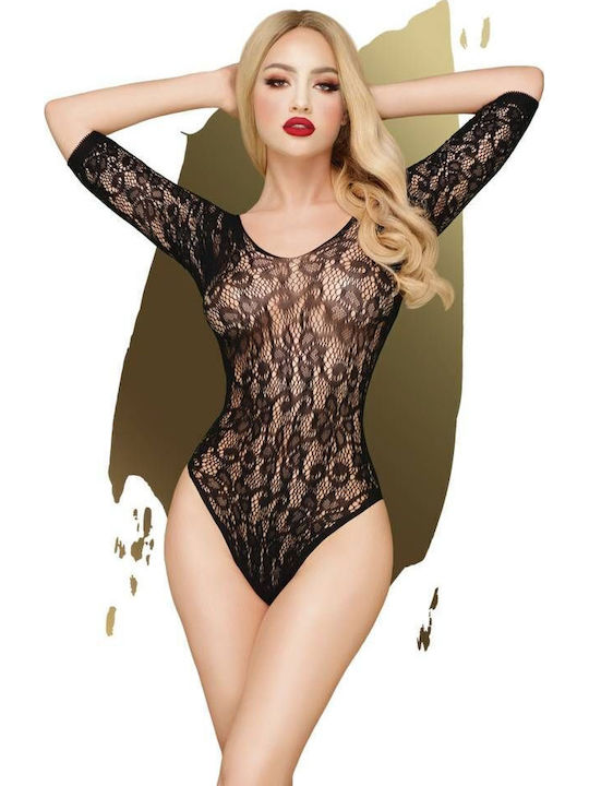 Penthouse Midnight Visit Long Sleeve Body Sexy Κορμάκι με Δαντέλα Black