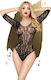 Penthouse Midnight Visit Long Sleeve Body Sexy Κορμάκι με Δαντέλα Black
