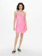 Only Mini Evening Dress Slip Dress Satin Draped Open Back Pink