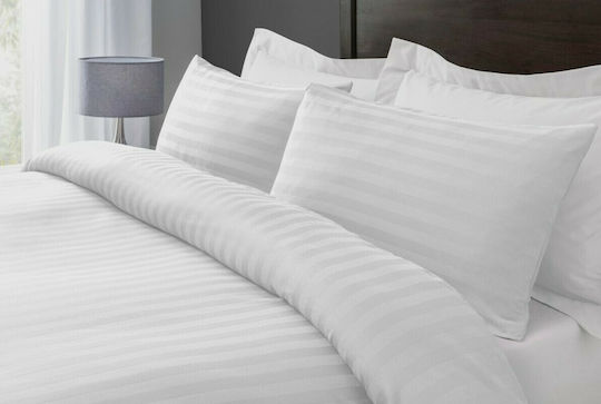 Lino Home Micro Stripe Blanket Hotel Queen Size L260xW240cm. White