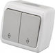 Entac Waterproof Wall-mounted Electrical Wall Switch for Rolling Shutters Double with Gray Frame