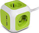 Green Blue PowerCube 4 Θέσεων με 2 USB-A και Καλώδιο 1.4m Πράσινο Γαλλίας (Type E)