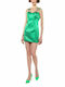 C. Manolo Mini Βραδινό Σατέν Φόρεμα με Παγιέτες Πράσινο