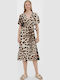 Summer Midi Dress Wrap Beige/black