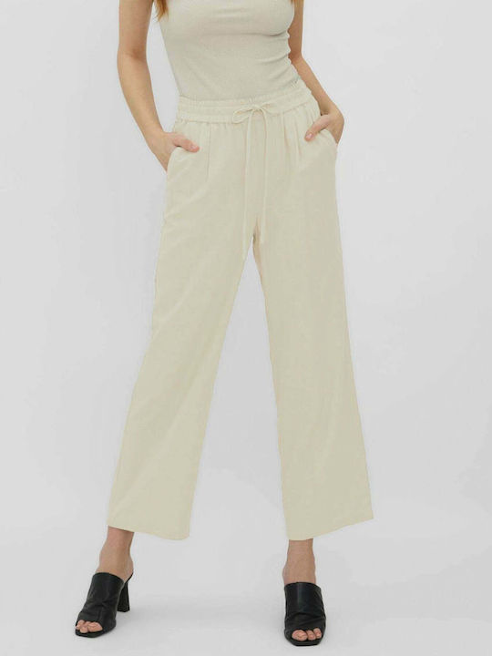 Vero Moda Jesmilo Γυναικεία Υφασμάτινη Παντελόνα με Λάστιχο σε Κανονική Εφαρμογή Silver Lining