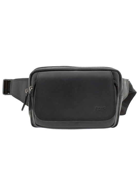 RCM Men's Leather Waist Bag Black