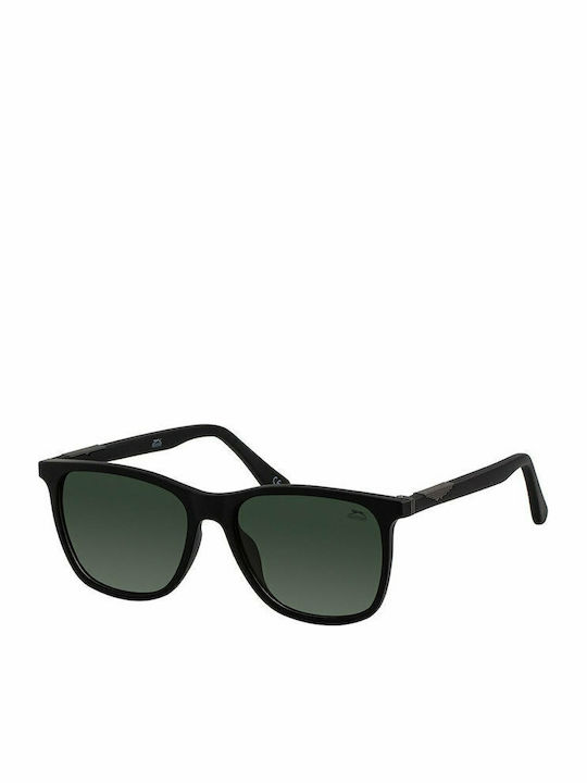 Slazenger Herren Sonnenbrille mit Schwarz Kunststoff Gestell und Grün Linse