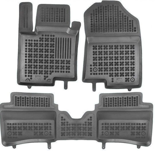 Rezaw Plast Set of Front and Rear Mats 3pcs Tray Type for Hyundai Bayon / i20 2021 Black