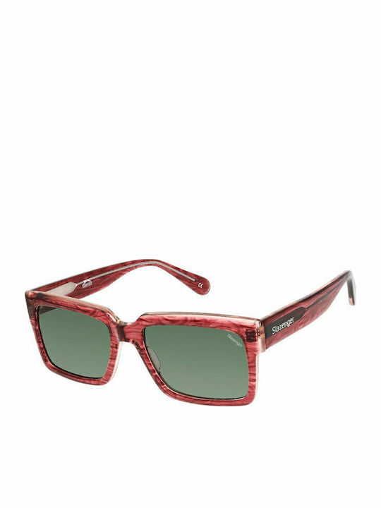 Slazenger Unisex Sonnenbrille mit Rot Kunststoff Gestell und Grün Linse