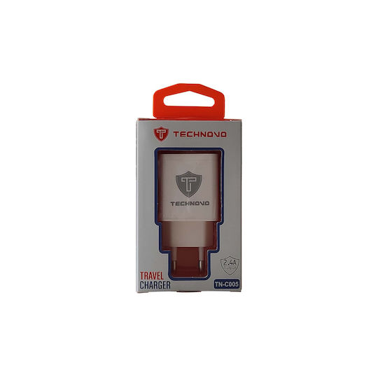 Technovo Φορτιστής Χωρίς Καλώδιο με Θύρα USB-A Λευκός (TN-C005)