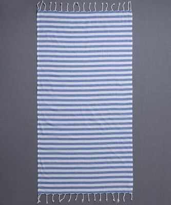 Silk Fashion Pestemal SF1750 Beach Towel with Fringes Blue 180x90cm