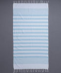 Silk Fashion Pestemal SF1753 Πετσέτα Θαλάσσης με Κρόσσια Γαλάζια 180x90εκ.