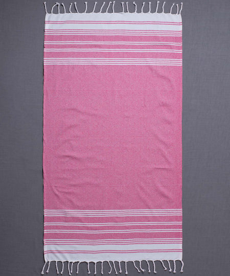 Silk Fashion Beach Towel SF1754 Cotton Fuchsia with Fringes 180x90cm
