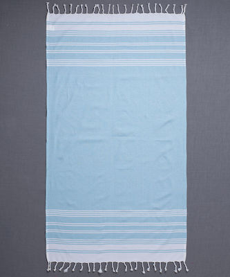 Silk Fashion Pestemal SF1754 Πετσέτα Θαλάσσης με Κρόσσια Γαλάζια 180x90εκ.