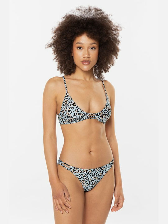 Volcom Just Spotted Bikini Sutien Animal Print Albastru deschis