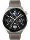 Huawei Watch GT 3 Pro Titanium 46mm Αδιάβροχο με Παλμογράφο (Gray Leather)