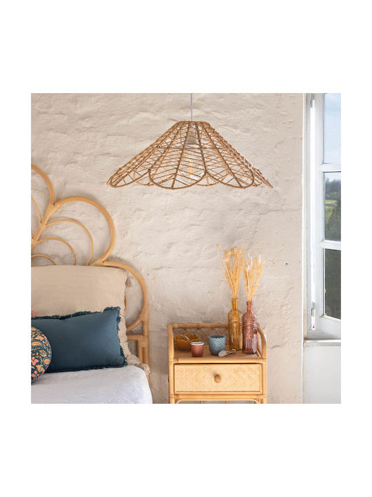 Adjustable Pendant Light Beige Bell with Socket E27 58x58x22cm