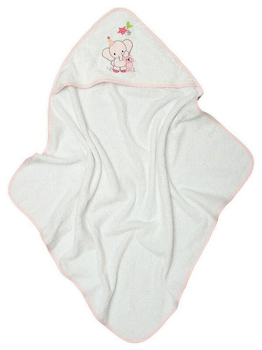 Sunshine Hooded Baby Bath Towel Elephant White