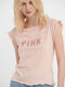 Funky Buddha Damen Sportlich T-shirt Rosa