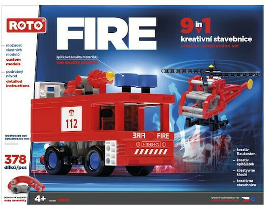 Efko Building Blocks Fire Truck & Helicopter 9 in 1 For 4+ Years 378 Pieces