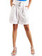 Attrattivo Γυναικεία Υφασμάτινη Βερμούδα σε Λευκό χρώμα