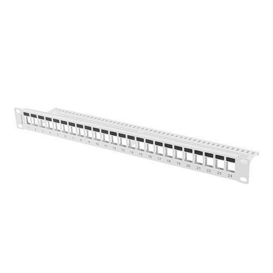 Lanberg Patch Panel Keystone for Rack 1U 19" with 24 Ports Gray