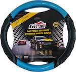 Auto Gs Car Steering Wheel Cover Speed with Diameter 38cm Leatherette Black with Blue Seam